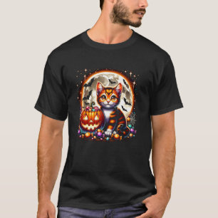 Halloween Orange Katze Kätzchen Gruselig Mädchen G T-Shirt