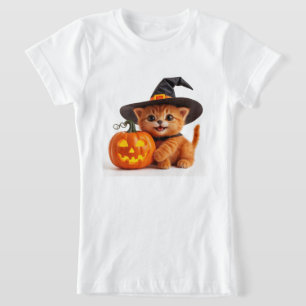 Halloween Orange Kitten Jack O Lantern Kürbis 🦇 T-Shirt