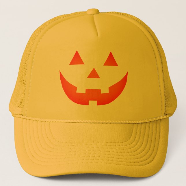 Halloween-Orange-Kürbislaterne-Kürbisgesicht Truckerkappe (Vorderseite)