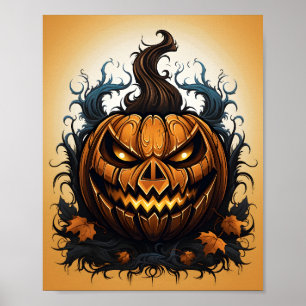 Halloween Orange Kürbislaterne Spooky Pumpkin Poster