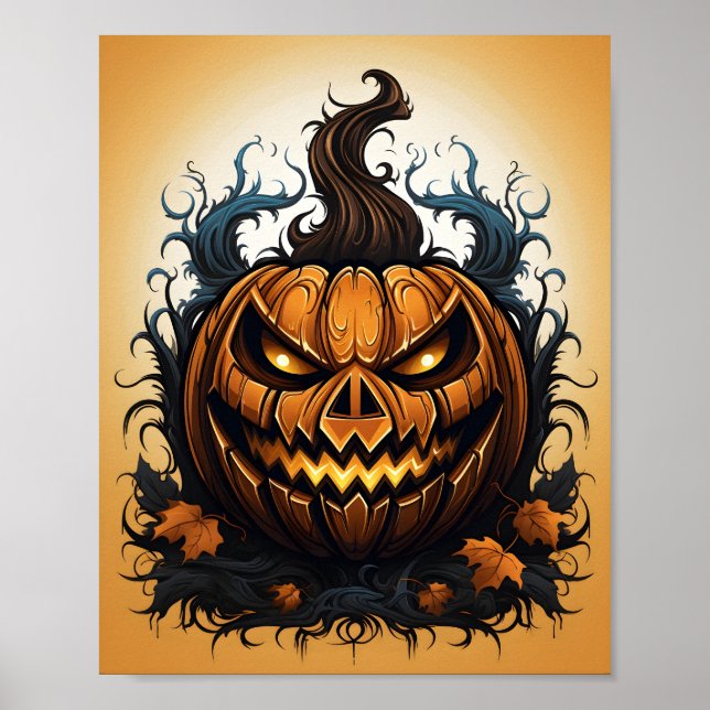 Halloween Orange Kürbislaterne Spooky Pumpkin Poster (Vorne)