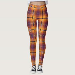 Halloween Orange & Lila Kariertes Muster Leggings