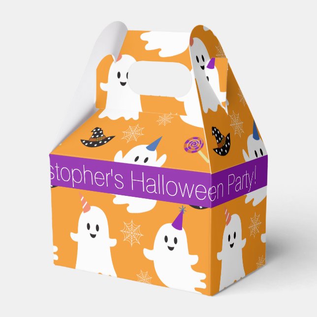 Halloween Orange Little Ghost Kids Party Danke Geschenkschachtel (Vorderseite)