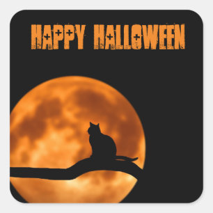 Halloween Orange Moon Sticker