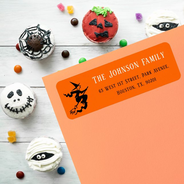 Halloween-Orange-Party-Mail-Rücksendeadresse (Halloween Witch Orange Party Mail Return Address Label)