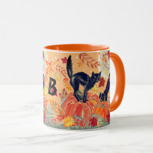 Halloween Orange Pumpkin Black Cat Fall Custom-Tas Tasse