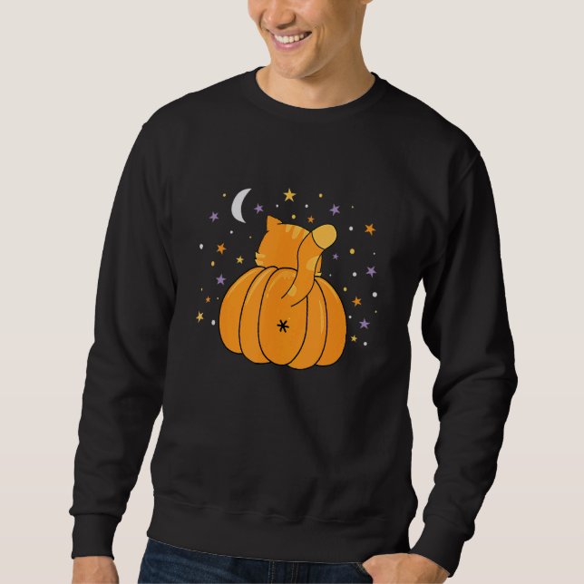 Halloween Orange Pumpkin Cat Butt For Cat Sweatshirt (Vorderseite)