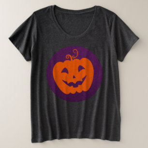 Halloween Orange Pumpkin im Lila Hintergrund Große Größe T-Shirt