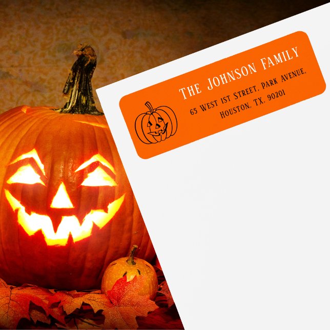 Halloween Orange Pumpkin Party Mail Rücksendeadres (Halloween Orange Pumpkin Party Mail Return Address Label)