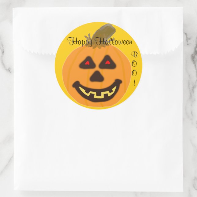 Halloween Orange Pumpkin Runder Aufkleber (Tasche)