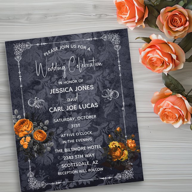 Halloween Orange Rose Floral Ornate Flyer (Von Creator hochgeladen)