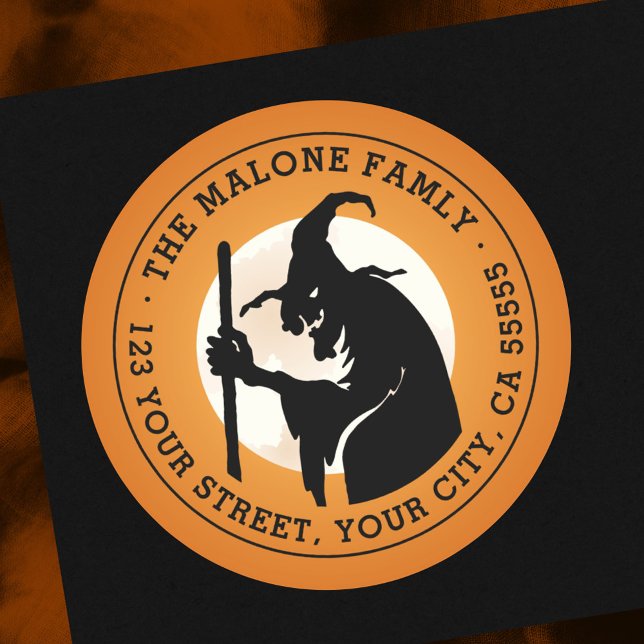 Halloween-Orange-Rücksendeadresse Runder Aufkleber (Von Creator hochgeladen)