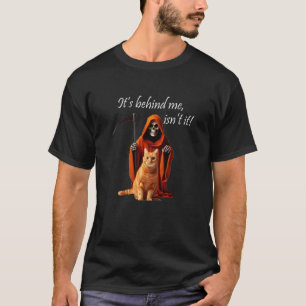 Halloween. Orange Sensenmann & Katze. Es ist hinte T-Shirt