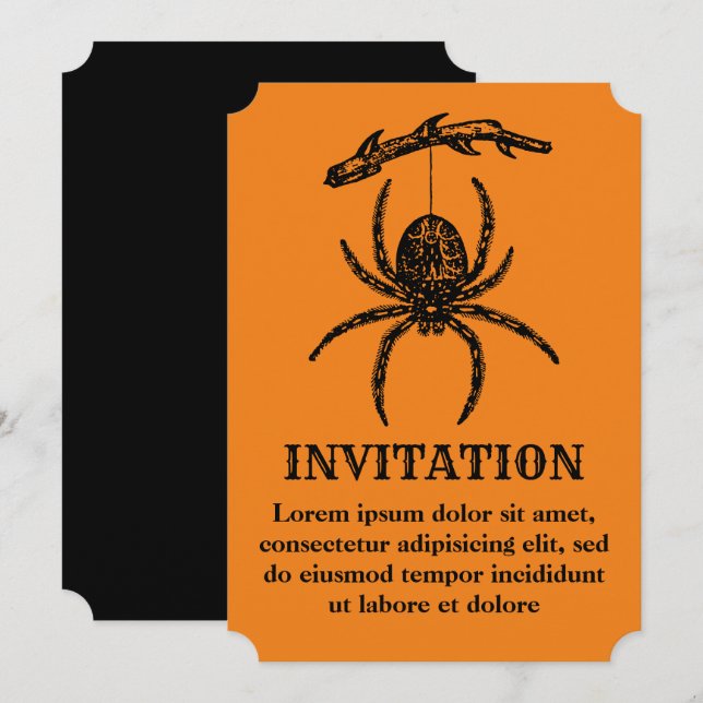Halloween Orange Spider Einladung (Vorne/Hinten)