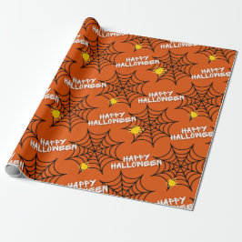 Halloween Orange Spider Web Geschenkpapier