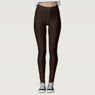 Halloween Orange Spinnen auf Schwarz Leggings