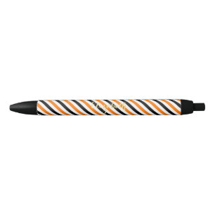 Halloween Orange Stripes Mit Monogramm Stilvoll Kugelschreiber