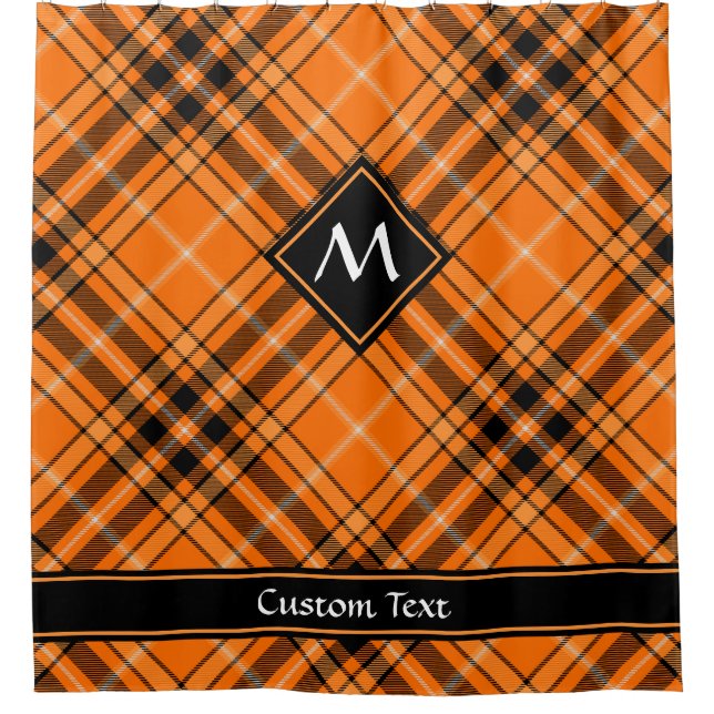 Halloween Orange Tartan Duschvorhang (Vorderseite)