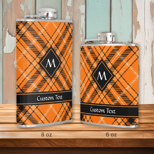 Halloween Orange Tartan Flachmann