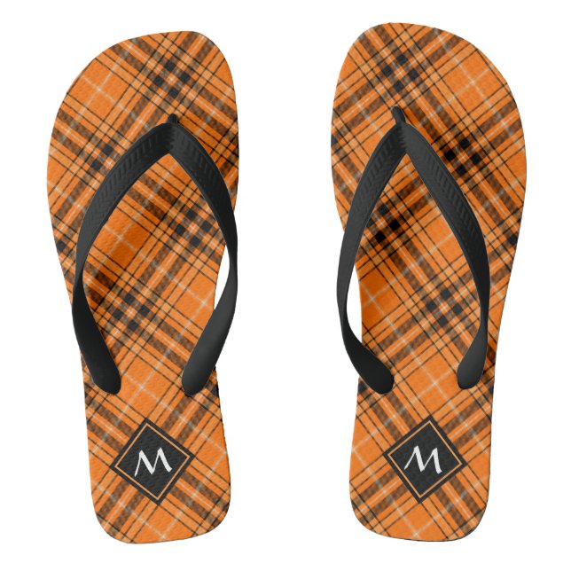 Halloween Orange Tartan Flip Flops (Fußbett)