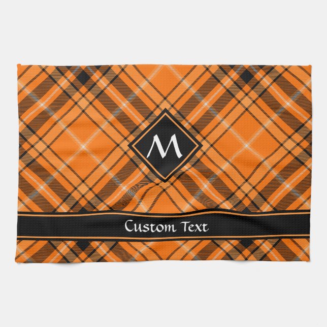 Halloween Orange Tartan Geschirrtuch (Horizontal)