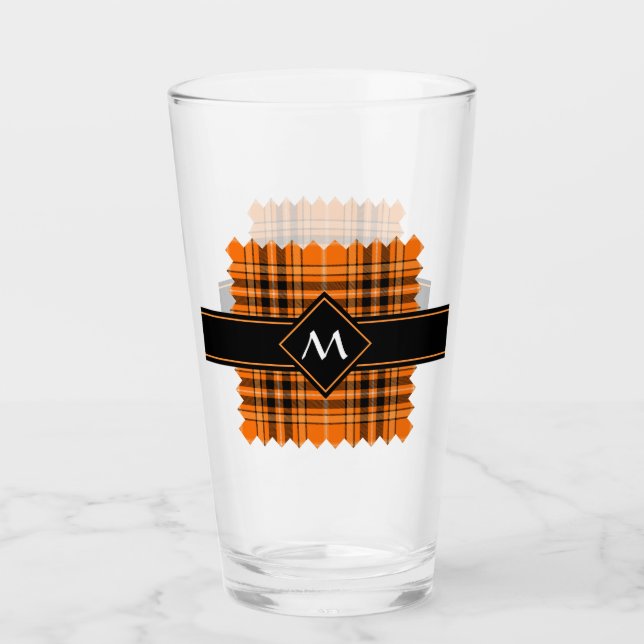 Halloween Orange Tartan Glas (Vorderseite)