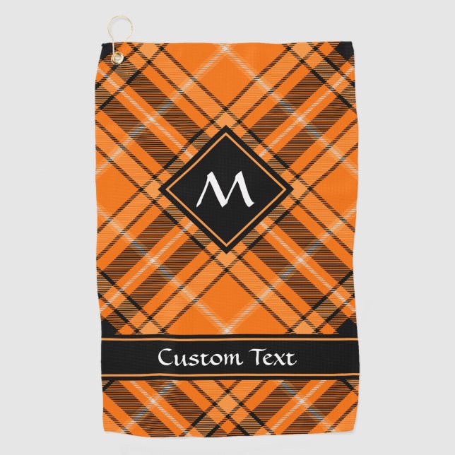 Halloween Orange Tartan Golfhandtuch (Vorderseite)