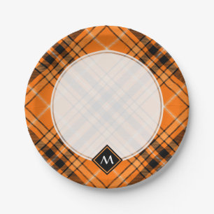 Halloween Orange Tartan Pappteller