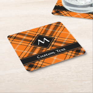 Halloween Orange Tartan Rechteckiger Pappuntersetzer