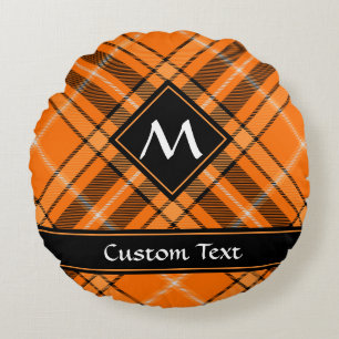 Halloween Orange Tartan Rundes Kissen