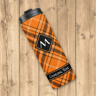 Halloween Orange Tartan Thermosbecher