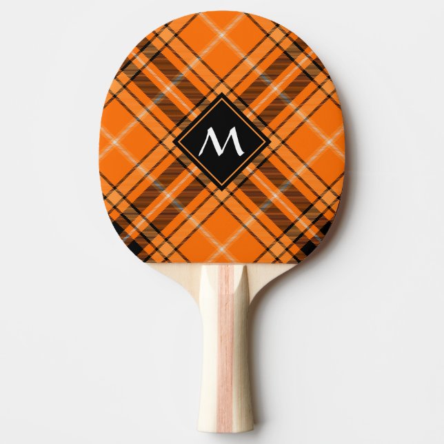 Halloween Orange Tartan Tischtennis Schläger (Vorderseite)