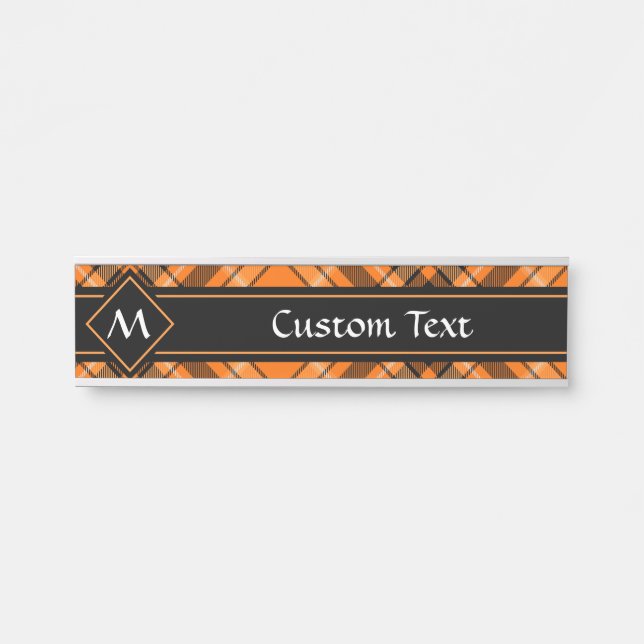 Halloween Orange Tartan Türschild (Vorderseite )