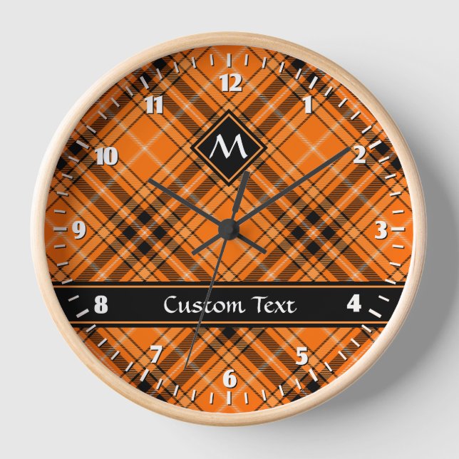 Halloween Orange Tartan Uhr (Vorderseite)