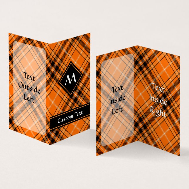 Halloween Orange Tartan Visitenkarten (Innenseite und Außenseite)