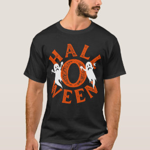 Halloween Orange Typografie-Geister T-Shirt