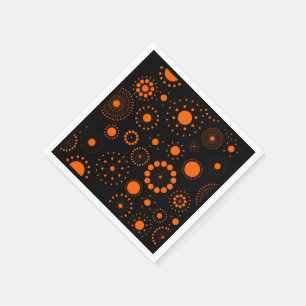 Halloween-Orange- und Black-Circles-Muster Serviette