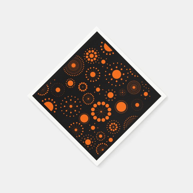 Halloween-Orange- und Black-Circles-Muster Serviette (Ecke)