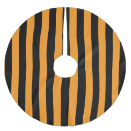 Halloween Orange und Black Strip Gemustert Polyester Weihnachtsbaumdecke
