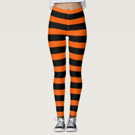 Halloween Orange und Black Stripes Leggings