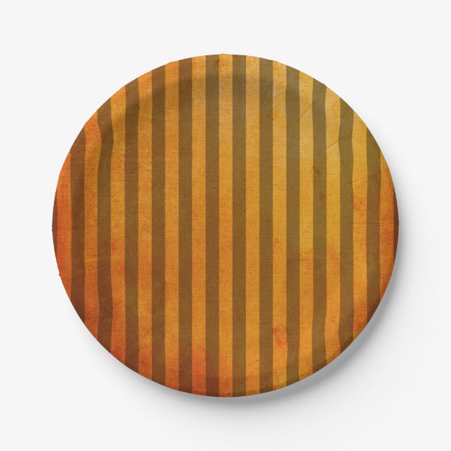 Halloween-Orange- und Black Stripes-Papier-Teller Pappteller (Vorderseite)