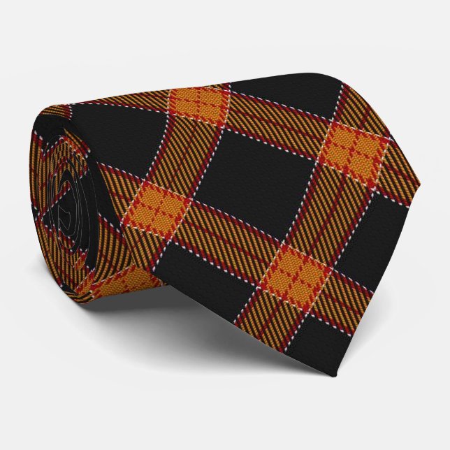 Halloween Orange und Black Tartan Kariert Krawatte (Gerollt)