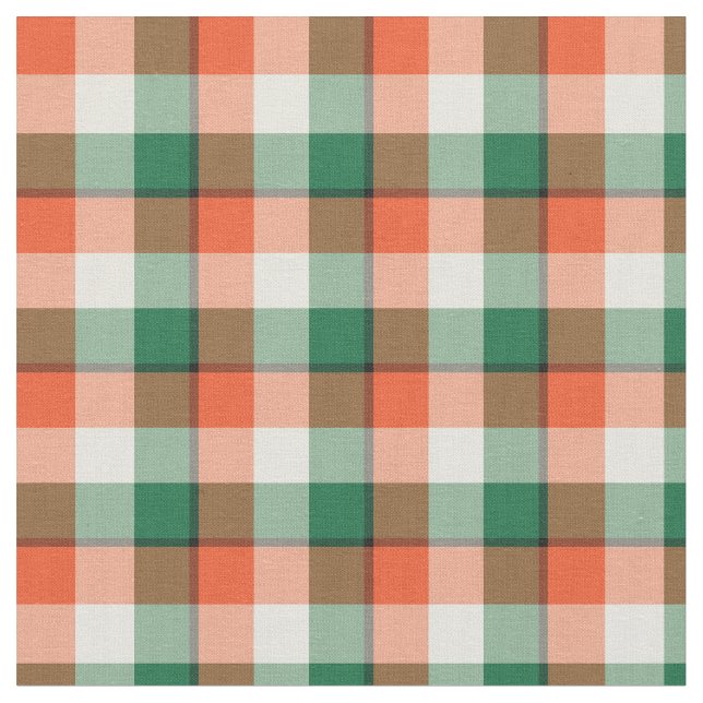 Halloween Orange und Green Checkered Karierte Must Stoff (Nahaufnahme)