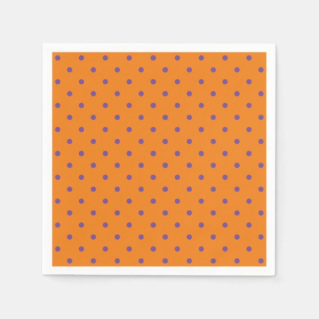 Halloween-Orange- und lila Polka-Punkte niedliches Serviette (Vorderseite)