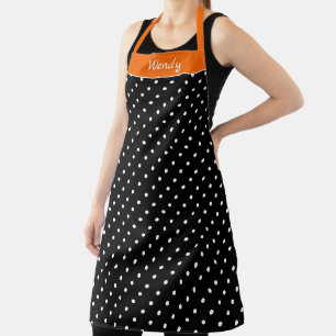 Halloween Orange und Schwarz mit weißen Tupfen Schürze