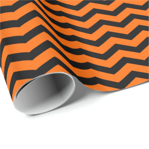 Halloween Orange und schwarze Chevron-Streifen Geschenkpapier