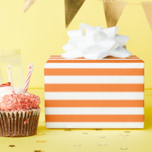 Halloween Orange und Weiß gestreiftes Muster Geschenkpapier