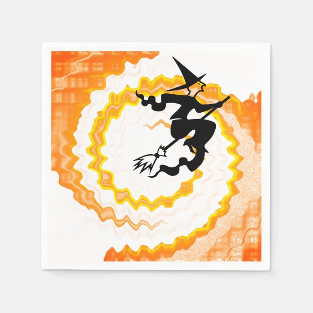 Halloween-Orangenfliegen, Hexenzauberspruch lustig Serviette (Vorderseite)