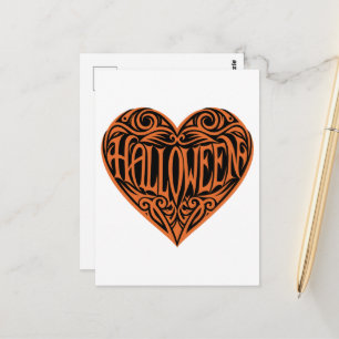 Halloween, Orangenherz, Feiertag Postkarte