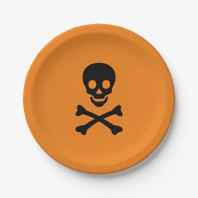 Halloween-Orangenkopf Pappteller (Vorderseite)